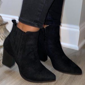 Black Suede Ankle Bootie